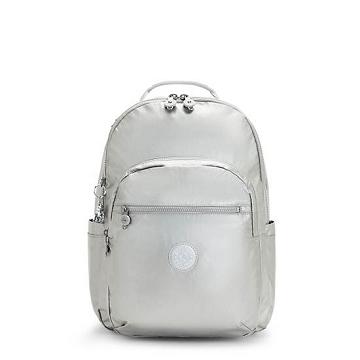 Kipling Seoul Large Metallic 15" Backpack Laptop Veske Sølv | NO 1556WN